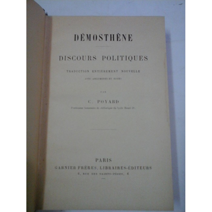   DEMOSTHENE   DISCOURS  POLITIQUES  - C. POYARD